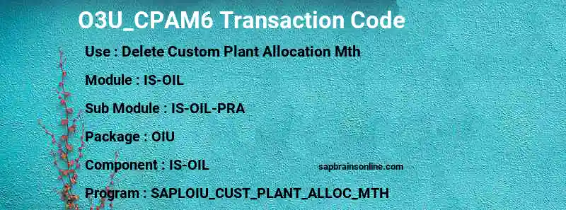 SAP O3U_CPAM6 transaction code