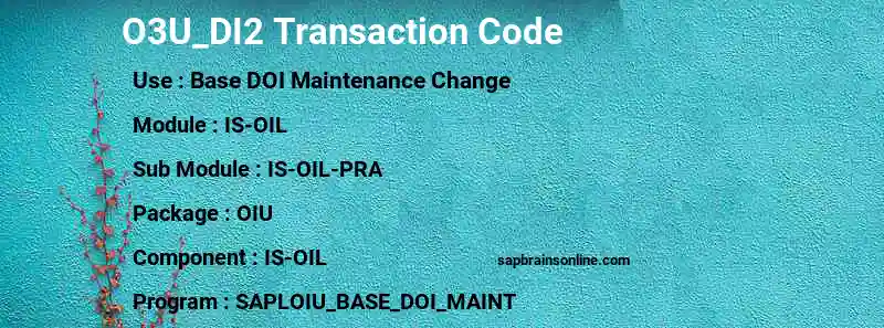 SAP O3U_DI2 transaction code