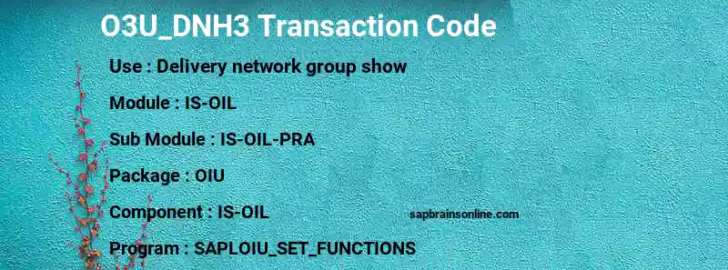 SAP O3U_DNH3 transaction code