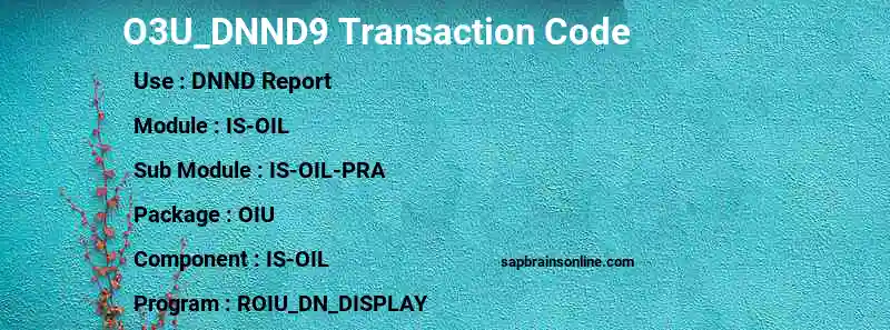 SAP O3U_DNND9 transaction code