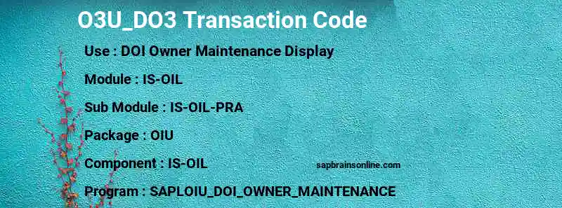 SAP O3U_DO3 transaction code