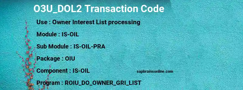SAP O3U_DOL2 transaction code