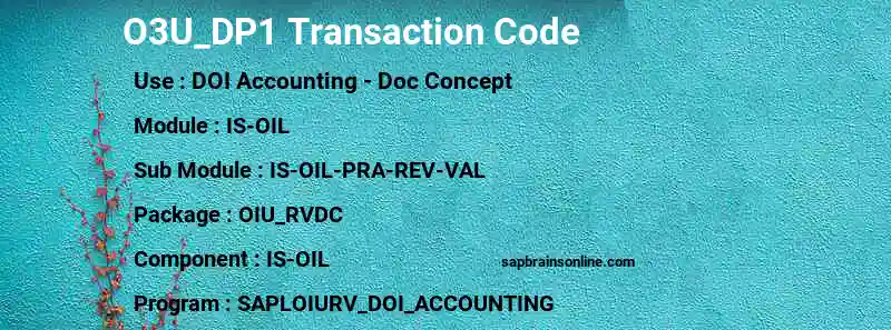 SAP O3U_DP1 transaction code