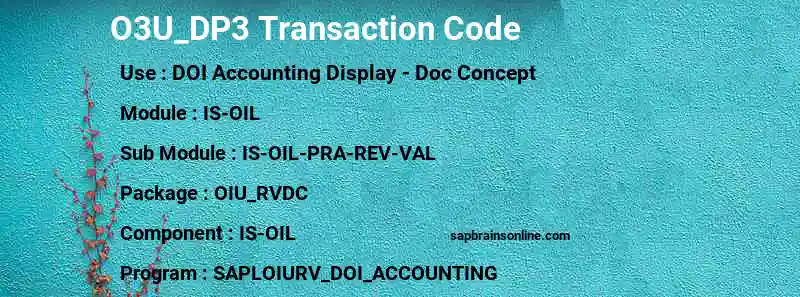 SAP O3U_DP3 transaction code