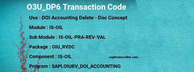 SAP O3U_DP6 transaction code