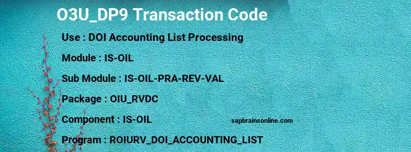 SAP O3U_DP9 transaction code