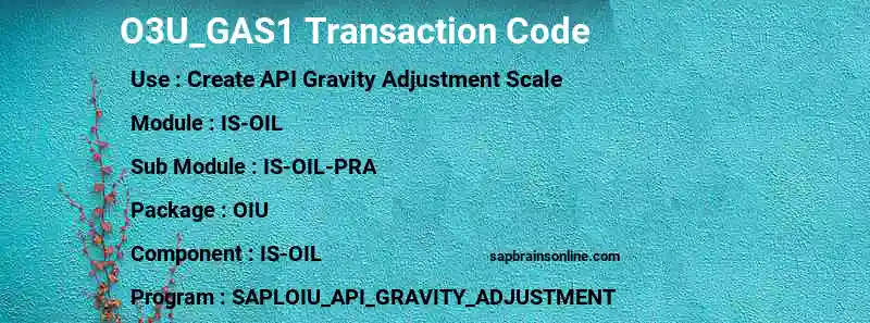 SAP O3U_GAS1 transaction code