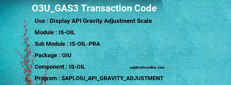 SAP O3U_GAS3 transaction code