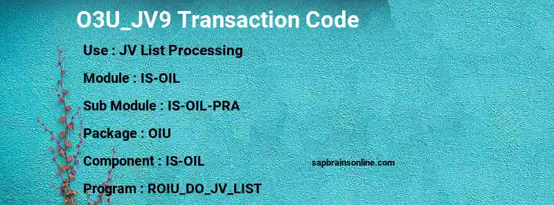 SAP O3U_JV9 transaction code