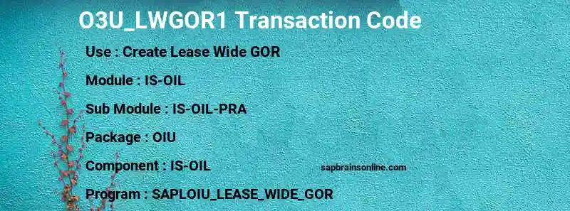 SAP O3U_LWGOR1 transaction code