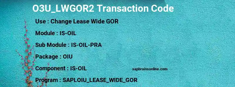 SAP O3U_LWGOR2 transaction code