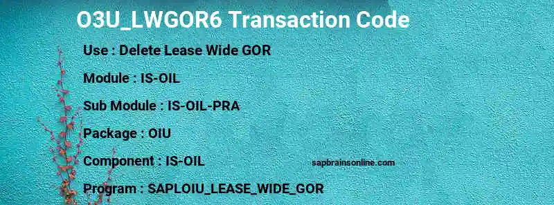 SAP O3U_LWGOR6 transaction code