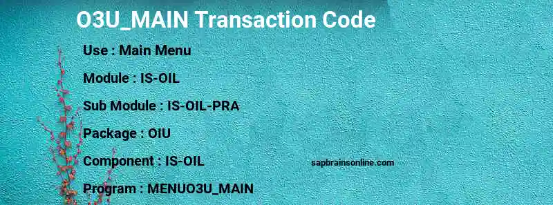 SAP O3U_MAIN transaction code