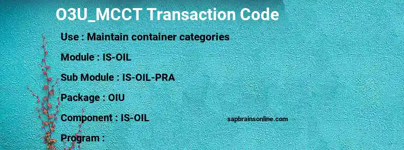 SAP O3U_MCCT transaction code