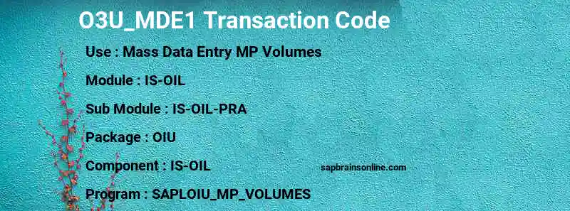 SAP O3U_MDE1 transaction code