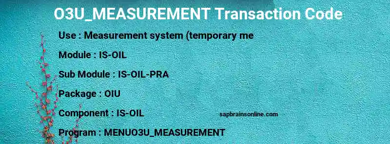 SAP O3U_MEASUREMENT transaction code