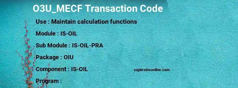 SAP O3U_MECF transaction code