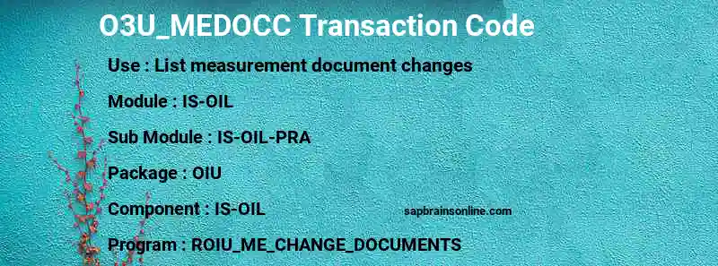 SAP O3U_MEDOCC transaction code