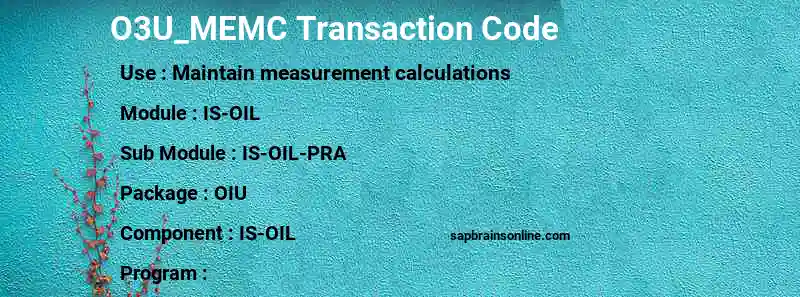 SAP O3U_MEMC transaction code
