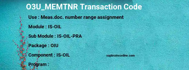 SAP O3U_MEMTNR transaction code