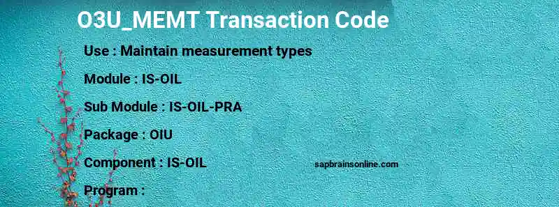 SAP O3U_MEMT transaction code