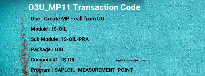 SAP O3U_MP11 transaction code