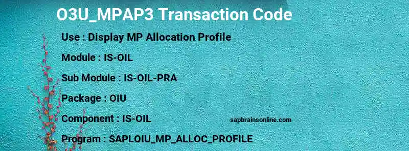SAP O3U_MPAP3 transaction code