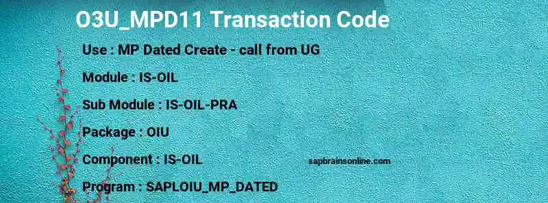 SAP O3U_MPD11 transaction code
