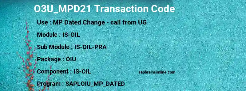 SAP O3U_MPD21 transaction code