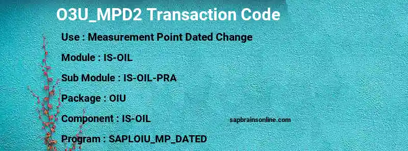 SAP O3U_MPD2 transaction code