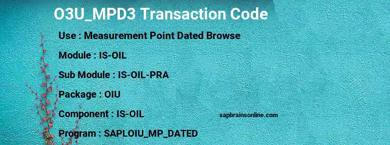 SAP O3U_MPD3 transaction code
