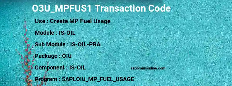 SAP O3U_MPFUS1 transaction code