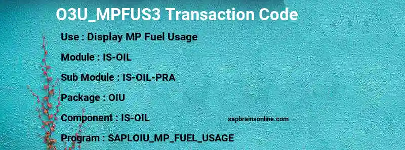 SAP O3U_MPFUS3 transaction code