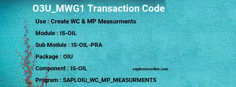 SAP O3U_MWG1 transaction code