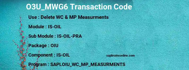 SAP O3U_MWG6 transaction code