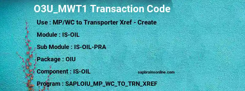 SAP O3U_MWT1 transaction code