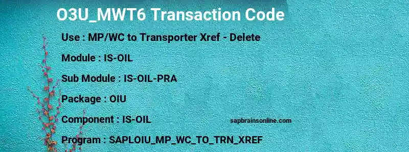 SAP O3U_MWT6 transaction code
