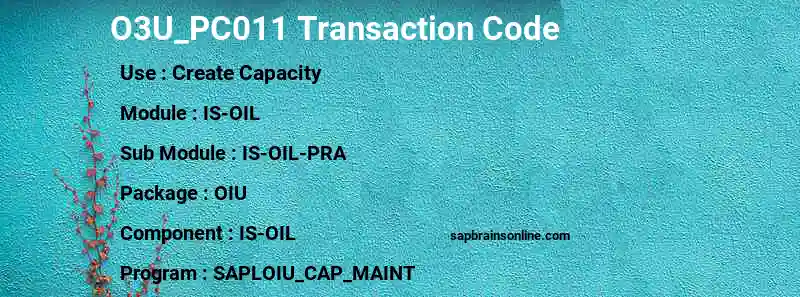 SAP O3U_PC011 transaction code