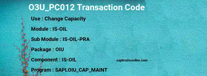 SAP O3U_PC012 transaction code