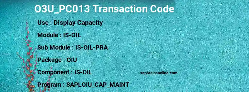 SAP O3U_PC013 transaction code