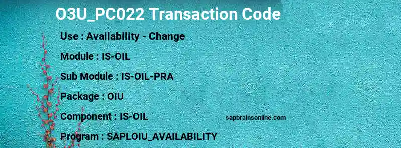 SAP O3U_PC022 transaction code