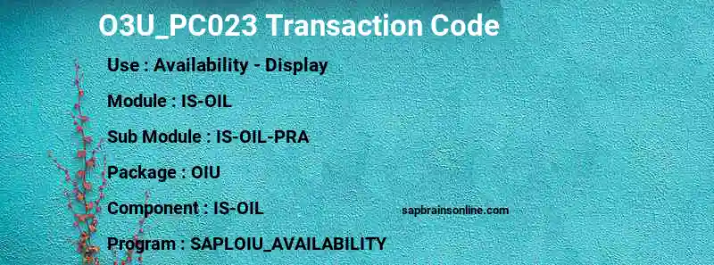 SAP O3U_PC023 transaction code