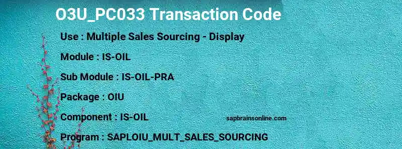 SAP O3U_PC033 transaction code