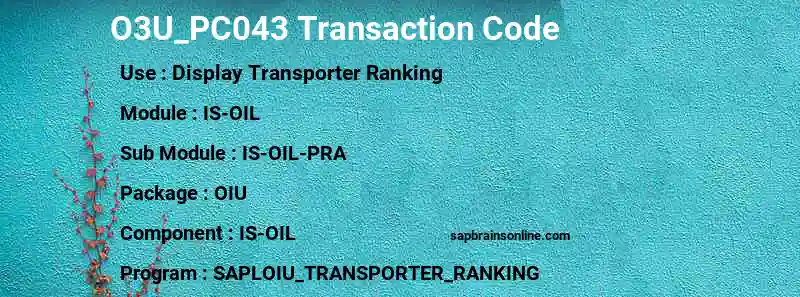 SAP O3U_PC043 transaction code