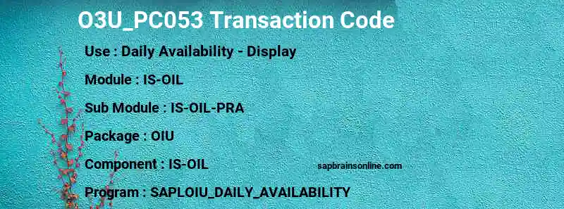 SAP O3U_PC053 transaction code