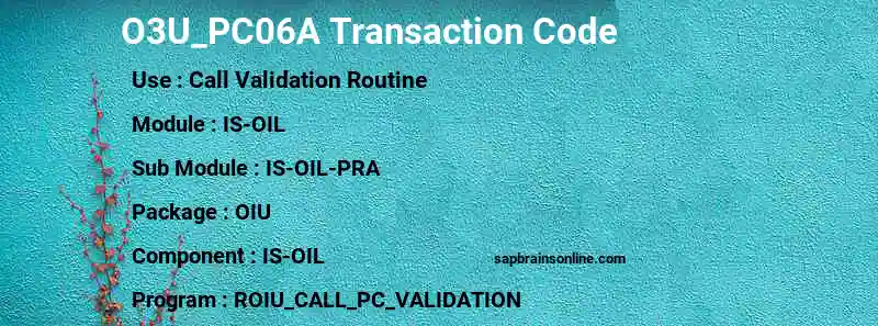 SAP O3U_PC06A transaction code