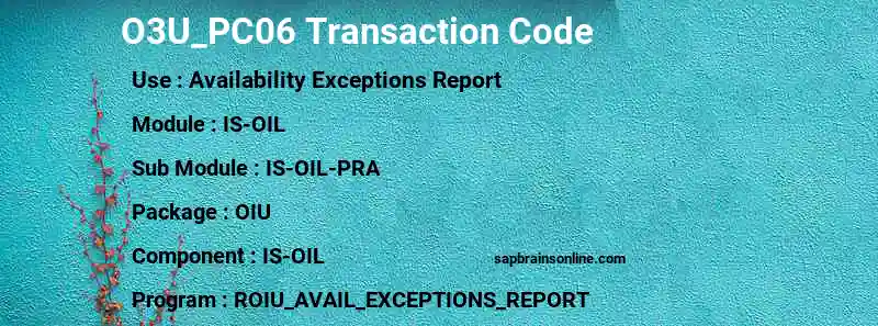 SAP O3U_PC06 transaction code
