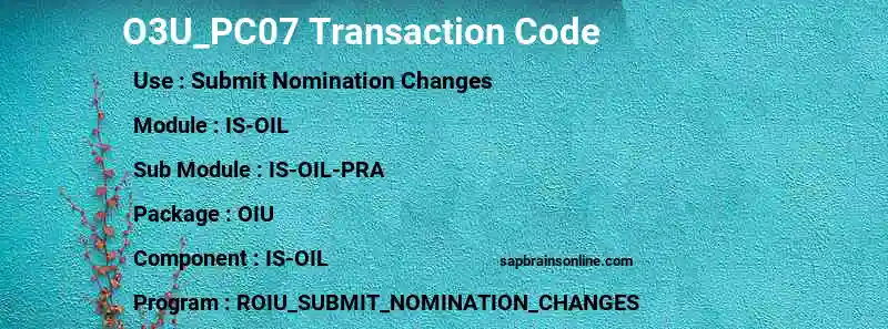 SAP O3U_PC07 transaction code
