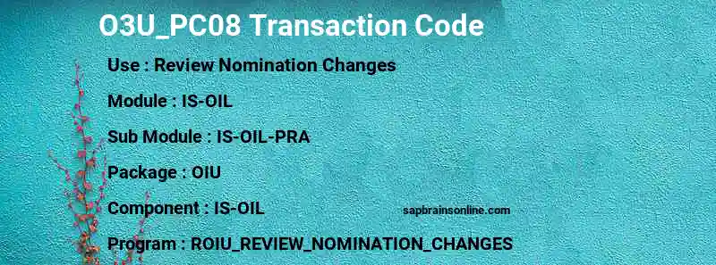SAP O3U_PC08 transaction code
