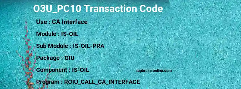SAP O3U_PC10 transaction code
